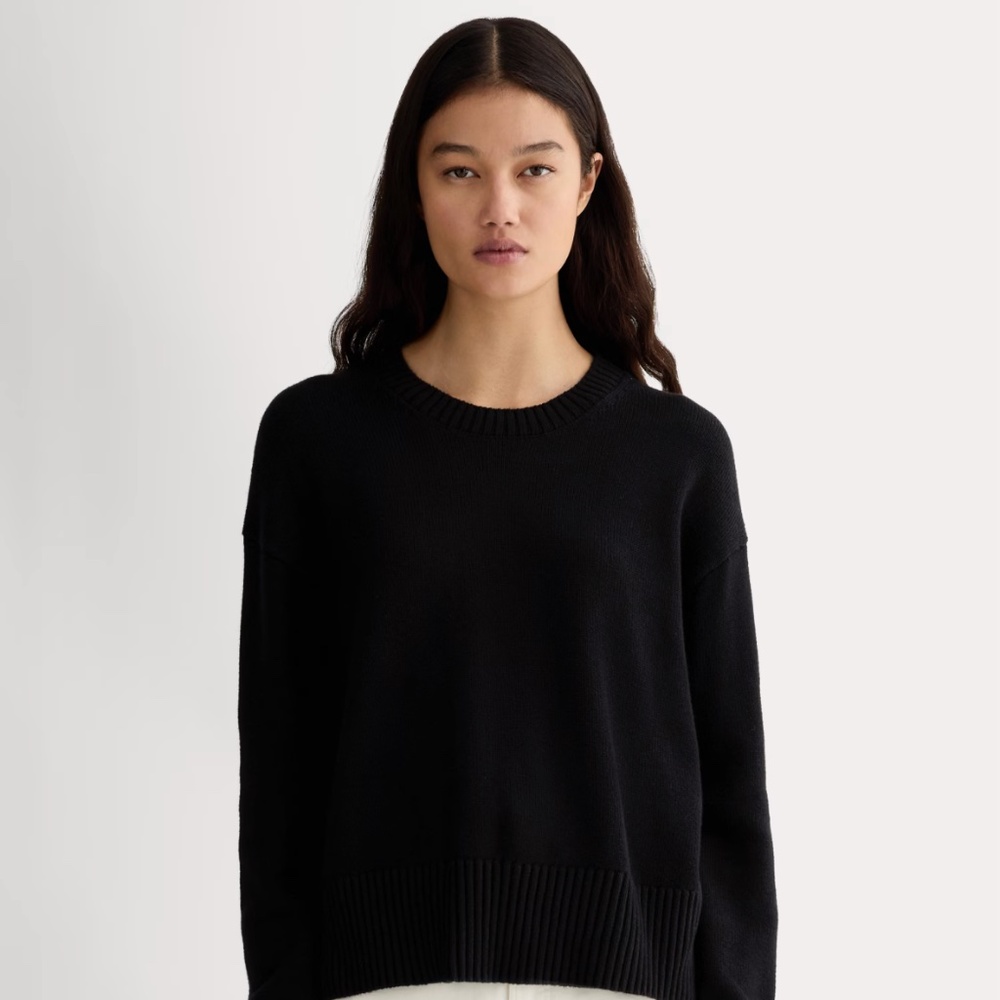 Everyday Boxy Sweater In Everyday Cotton — M black
